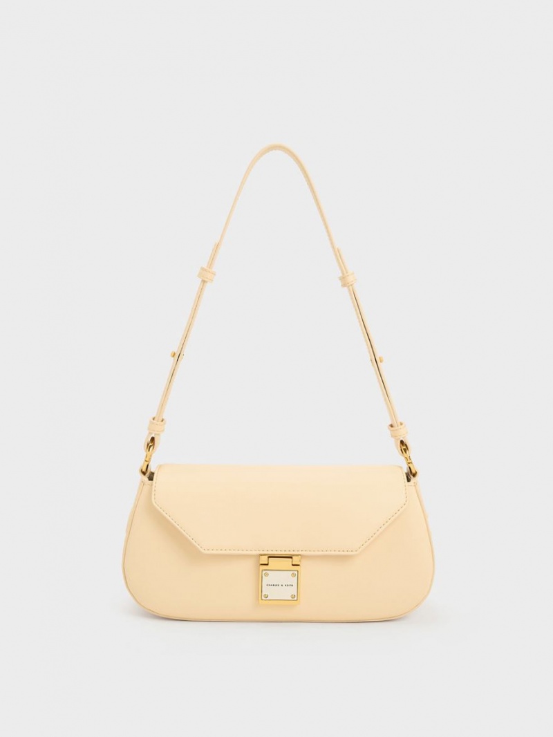 τσάντεσ ώμου Charles And Keith Oona Curved Μπεζ | 05493-ONUK