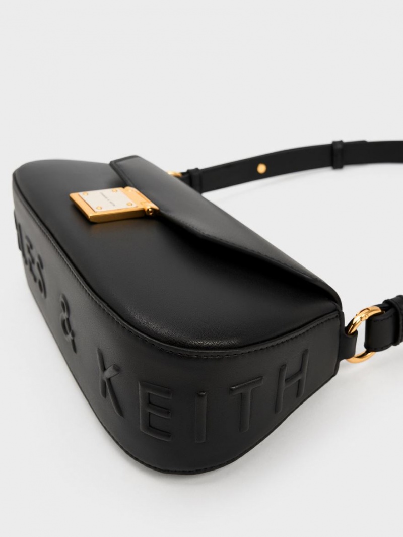 τσάντεσ ώμου Charles And Keith Oona Curved μαυρα | 96570-DJUX