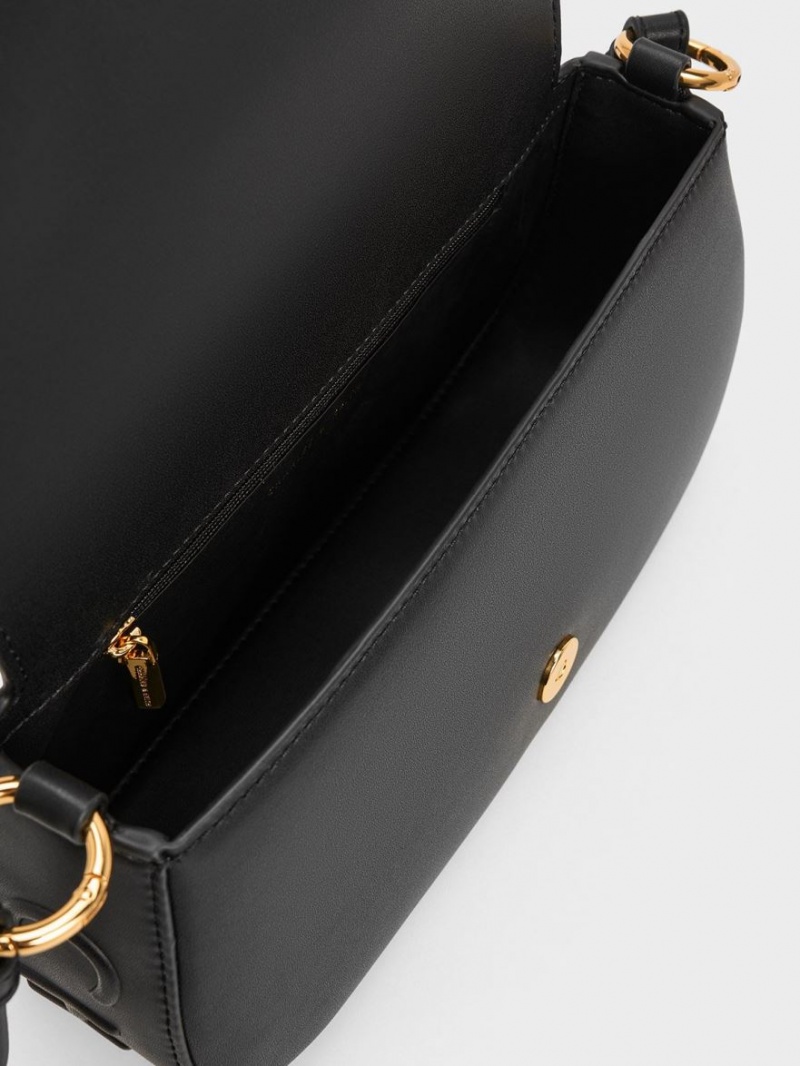 τσάντεσ ώμου Charles And Keith Oona Curved μαυρα | 96570-DJUX