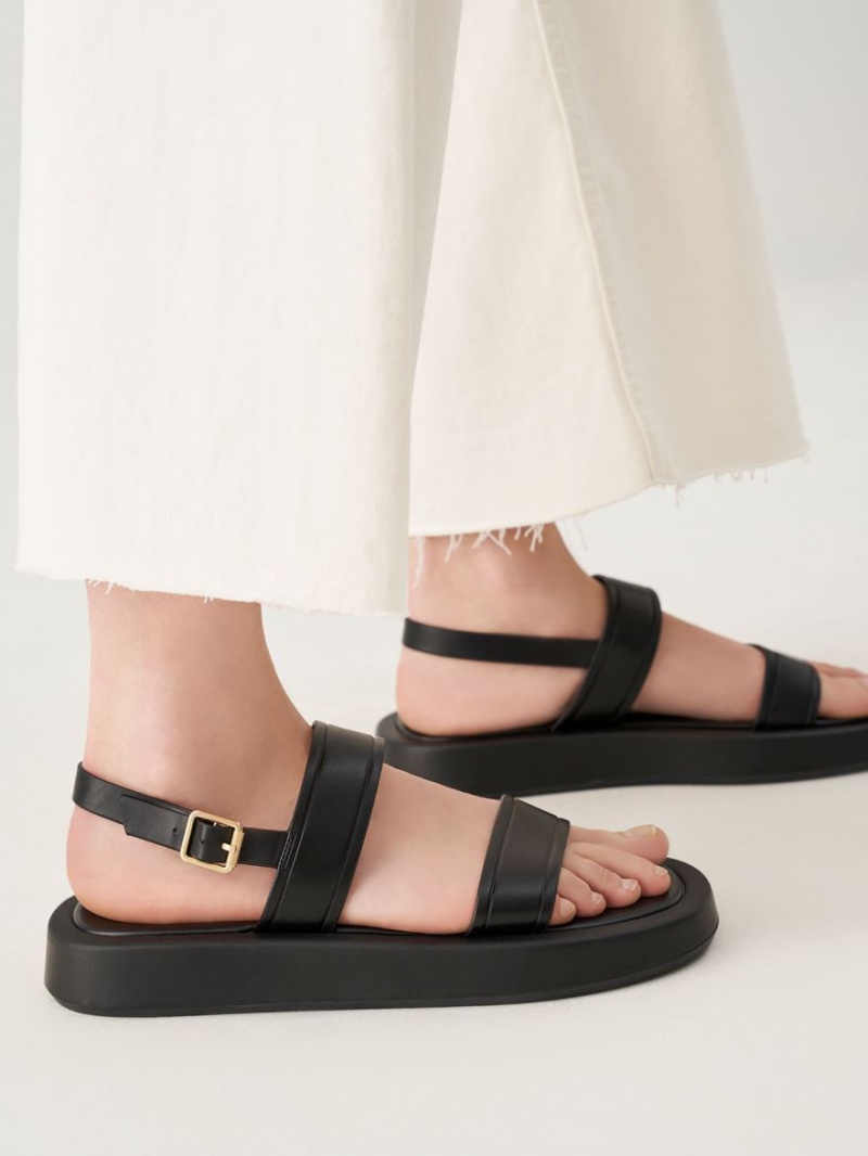 Πεδιλα Πλατφορμεσ Charles And Keith Open toe Slingback μαυρα | 94281-FUON