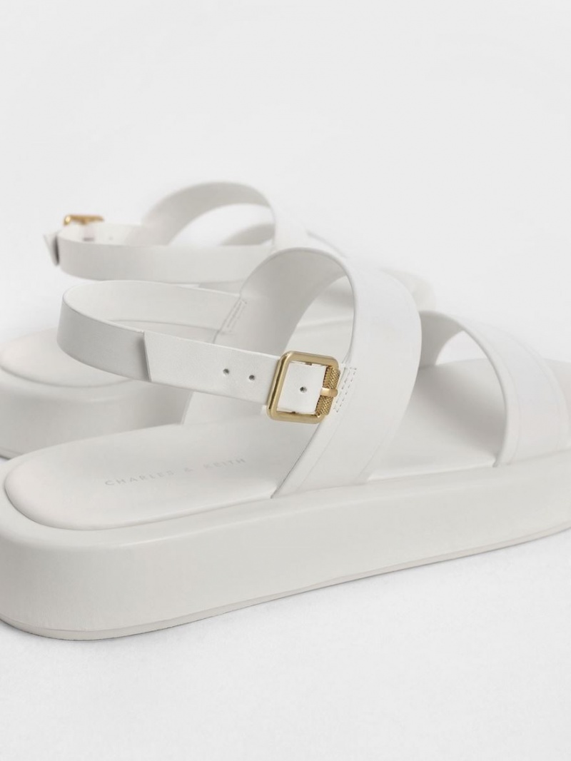Πεδιλα Πλατφορμεσ Charles And Keith Open toe Slingback ασπρα | 54208-DXLS