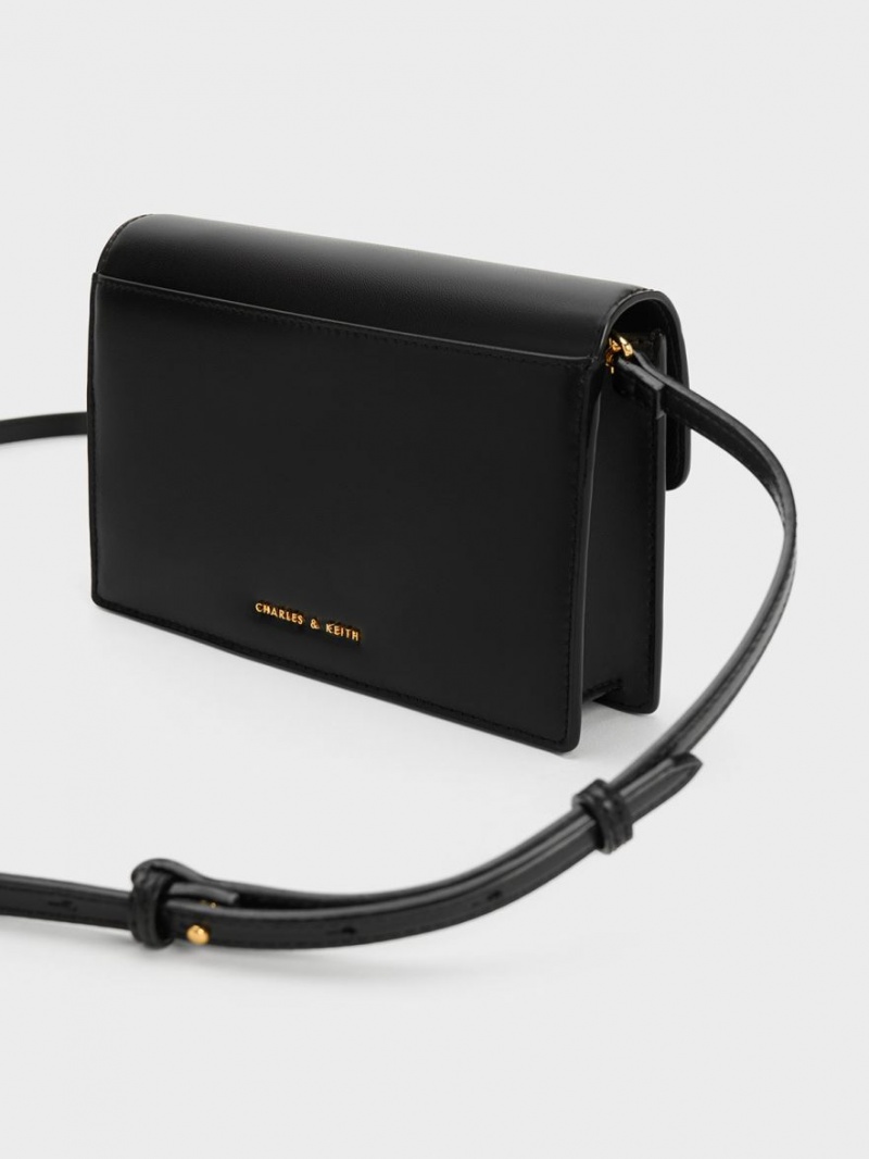 τσάντεσ χιαστί Charles And Keith Padlock Envelope μαυρα | 39786-RQDP