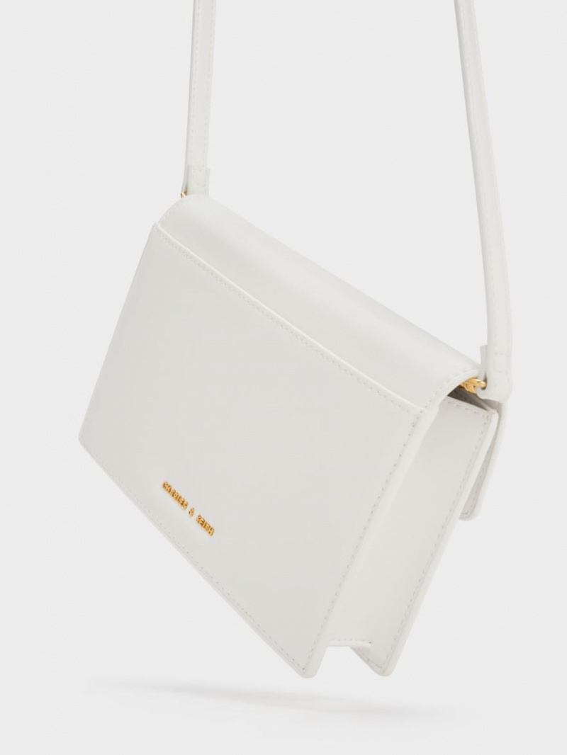 τσάντεσ χιαστί Charles And Keith Padlock Envelope ασπρα | 73259-AVGP