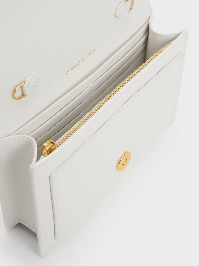 τσάντεσ χιαστί Charles And Keith Padlock Envelope ασπρα | 73259-AVGP