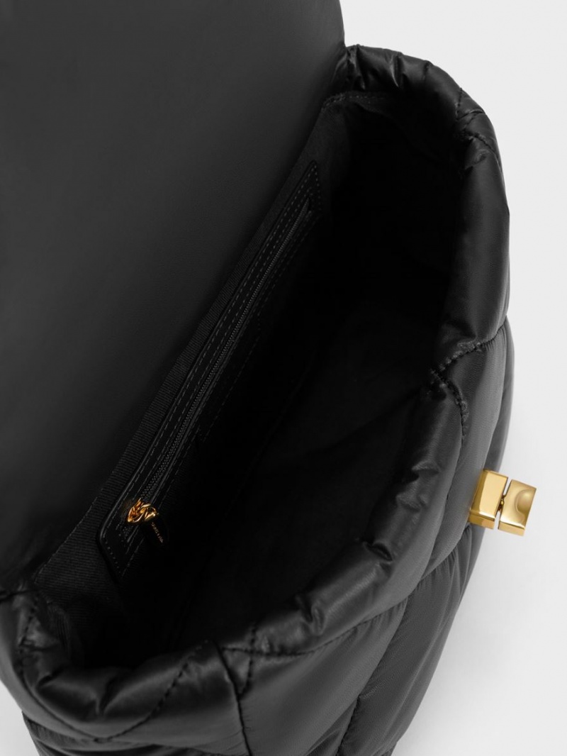 τσάντεσ ώμου Charles And Keith Paffuto Large Με Επένδυση μαυρα | 12543-ROVF