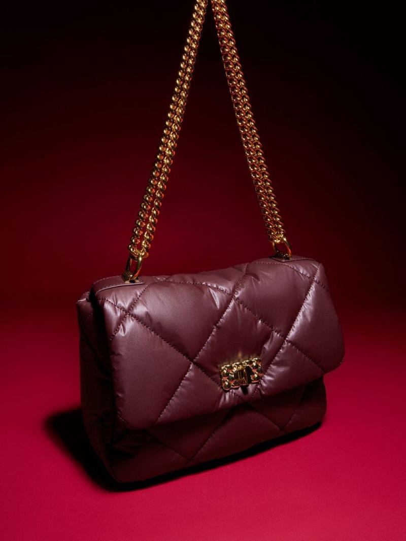 τσάντεσ ώμου Charles And Keith Paffuto Large Με Επένδυση σκούρο σοκολάτα | 96207-XAKU