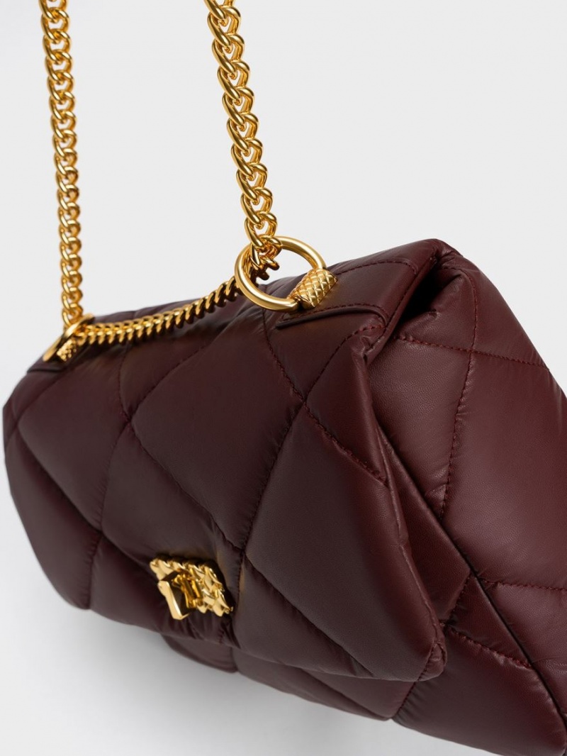 τσάντεσ ώμου Charles And Keith Paffuto Large Με Επένδυση σκούρο σοκολάτα | 96207-XAKU
