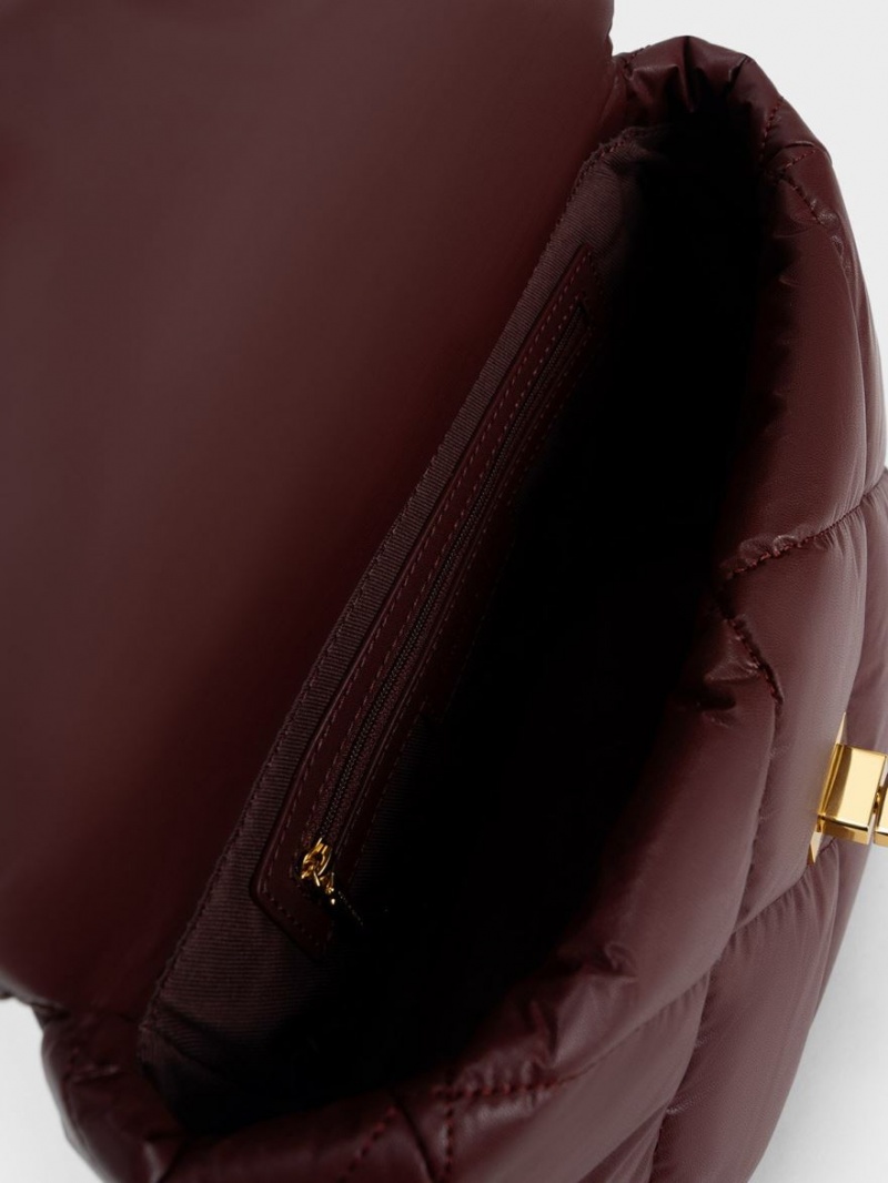 τσάντεσ ώμου Charles And Keith Paffuto Large Με Επένδυση σκούρο σοκολάτα | 96207-XAKU