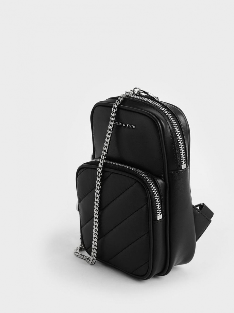 τσάντεσ χιαστί Charles And Keith Panelled Elongated μαυρα | 97628-MHCA