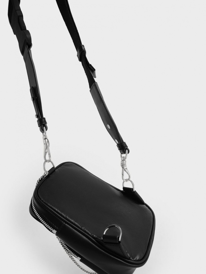 τσάντεσ χιαστί Charles And Keith Panelled Elongated μαυρα | 97628-MHCA