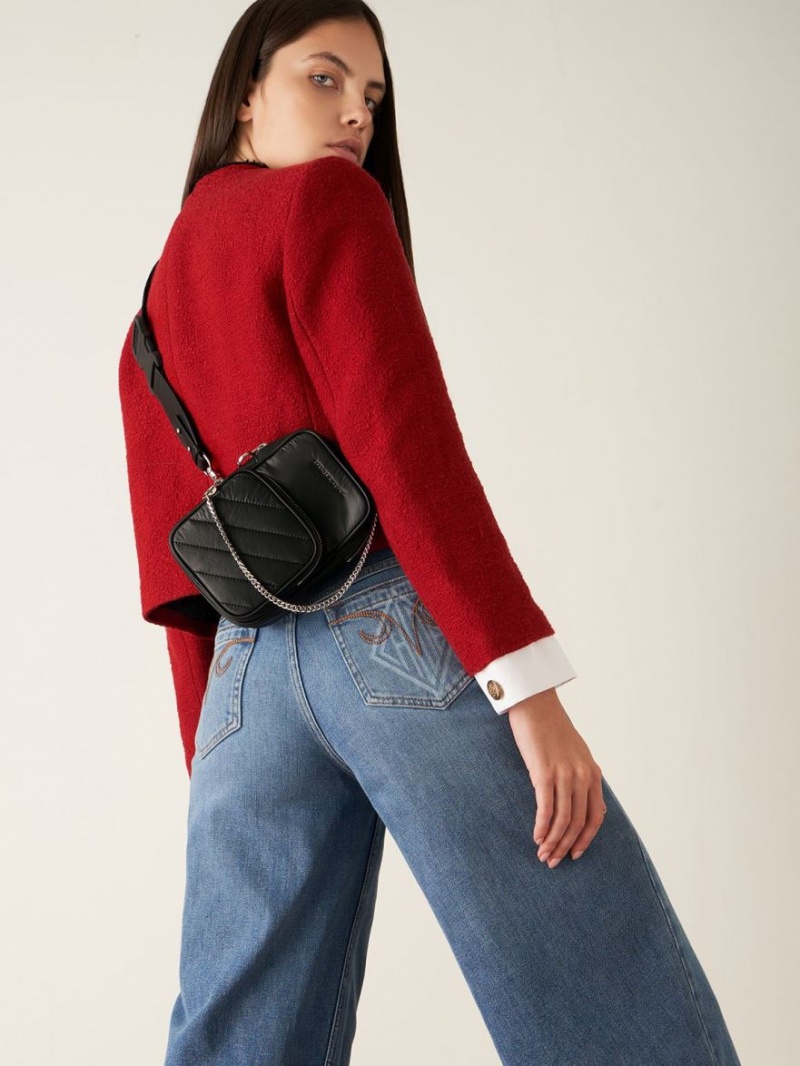 τσάντεσ χιαστί Charles And Keith Panelled Elongated μαυρα | 97628-MHCA