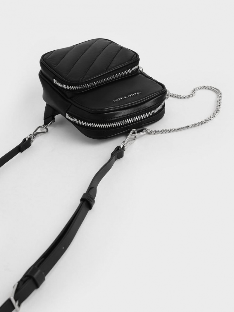 τσάντεσ χιαστί Charles And Keith Panelled Elongated μαυρα | 97628-MHCA