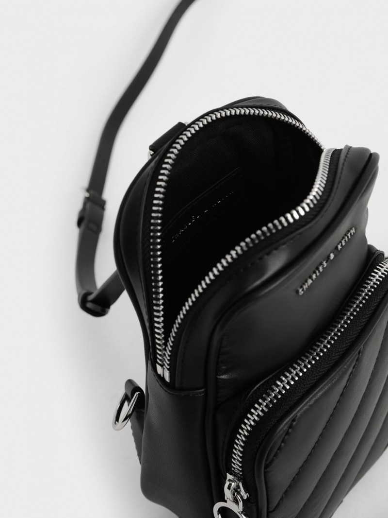 τσάντεσ χιαστί Charles And Keith Panelled Elongated μαυρα | 97628-MHCA