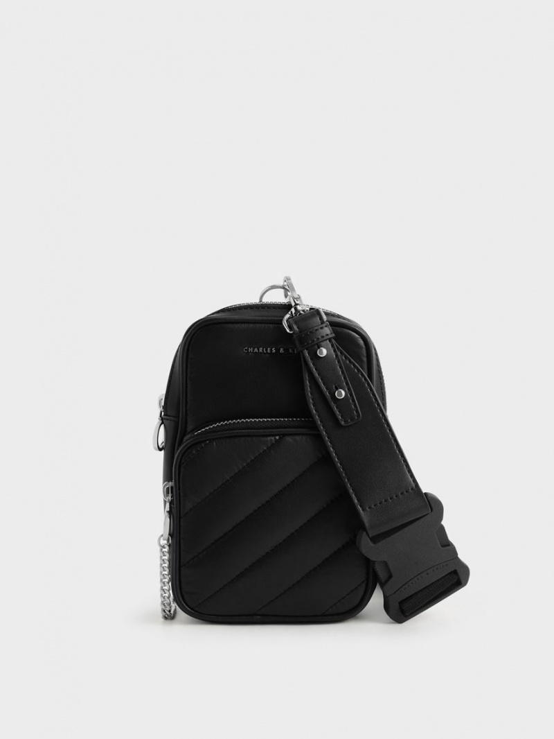 τσάντεσ χιαστί Charles And Keith Panelled Elongated μαυρα | 97628-MHCA