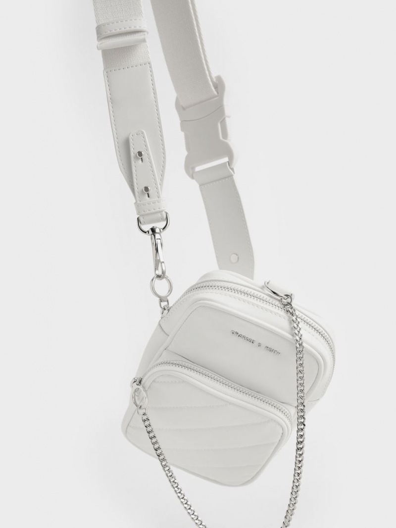 τσάντεσ χιαστί Charles And Keith Panelled Elongated ασπρα | 37426-IPGS