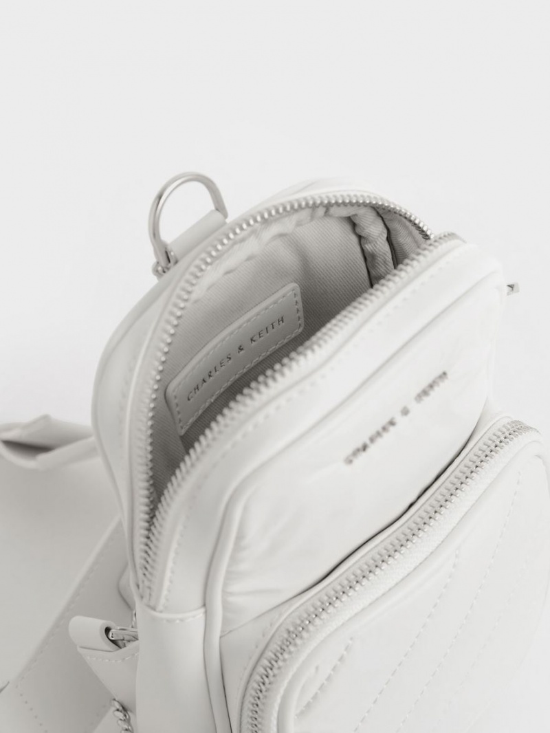 τσάντεσ χιαστί Charles And Keith Panelled Elongated ασπρα | 37426-IPGS