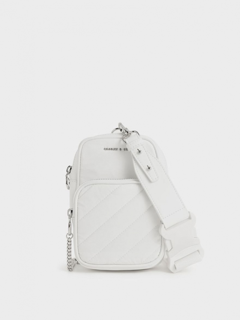 τσάντεσ χιαστί Charles And Keith Panelled Elongated ασπρα | 37426-IPGS