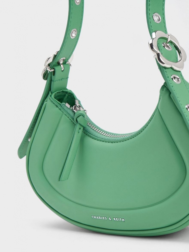 τσάντεσ ώμου Charles And Keith Petra Curved πρασινο | 02537-MBRW