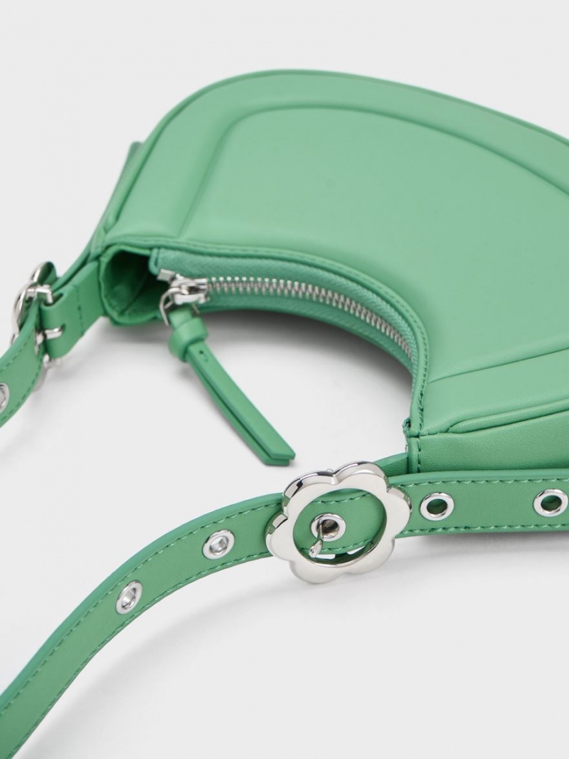 τσάντεσ ώμου Charles And Keith Petra Curved πρασινο | 02537-MBRW