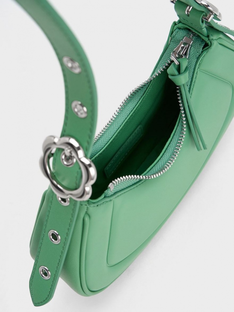 τσάντεσ ώμου Charles And Keith Petra Curved πρασινο | 02537-MBRW