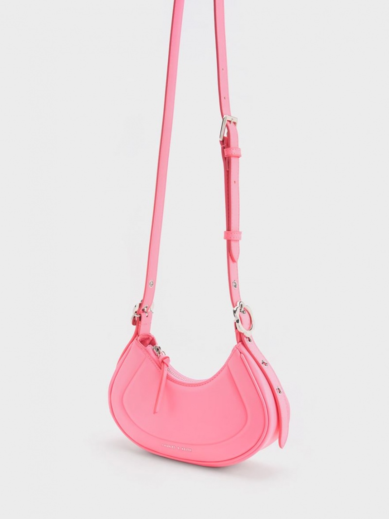 τσάντεσ ώμου Charles And Keith Petra Curved ροζ | 09328-RMLO