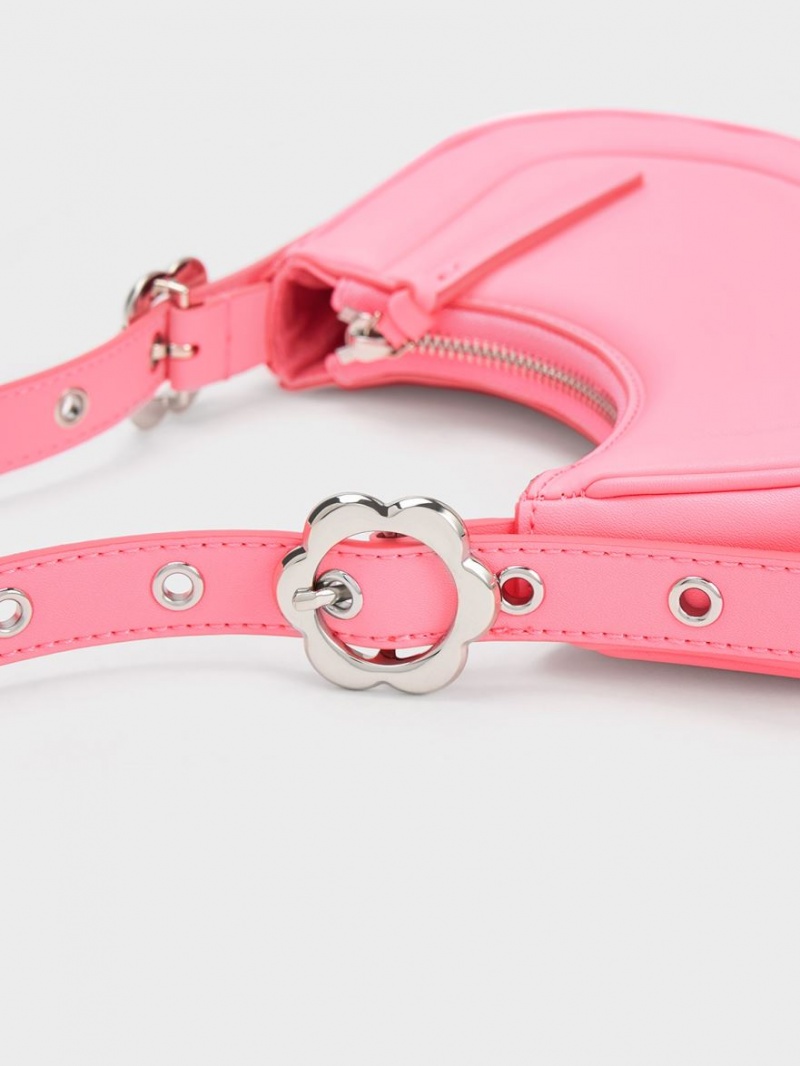 τσάντεσ ώμου Charles And Keith Petra Curved ροζ | 09328-RMLO