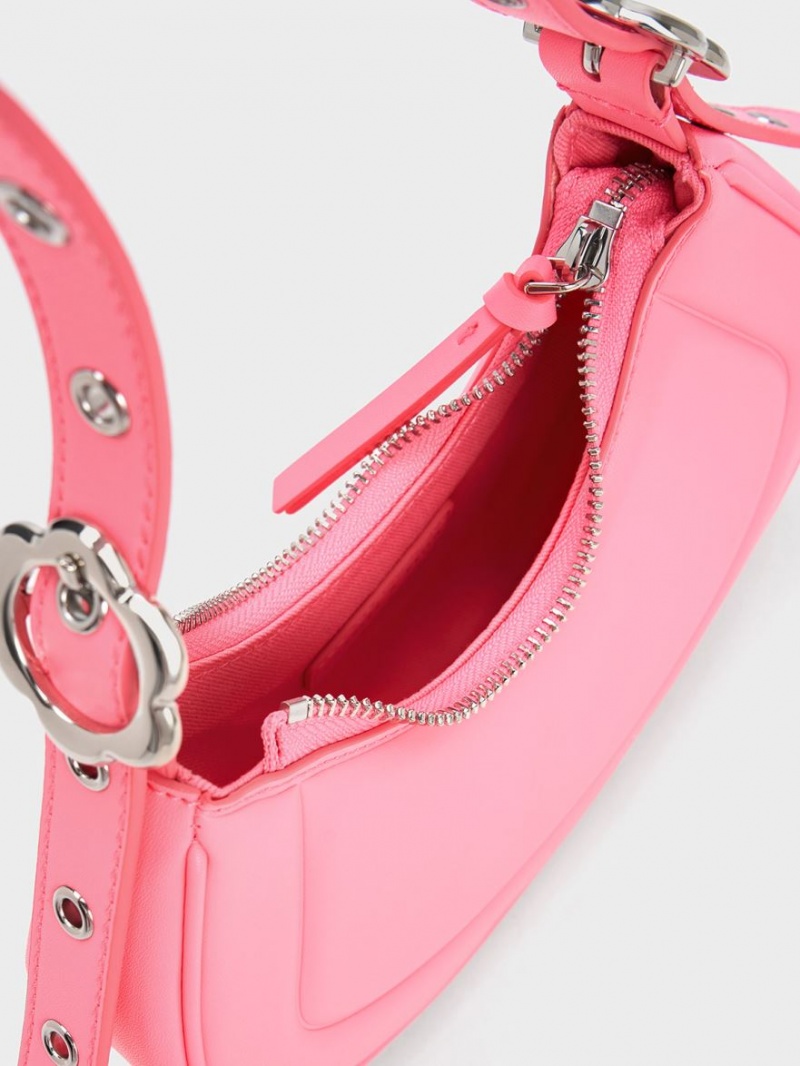 τσάντεσ ώμου Charles And Keith Petra Curved ροζ | 09328-RMLO