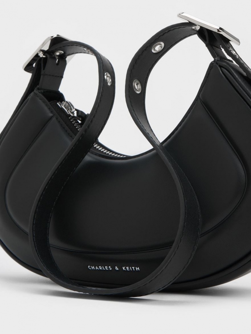 τσάντεσ ώμου Charles And Keith Petra Curved μαυρα | 51962-GWTS