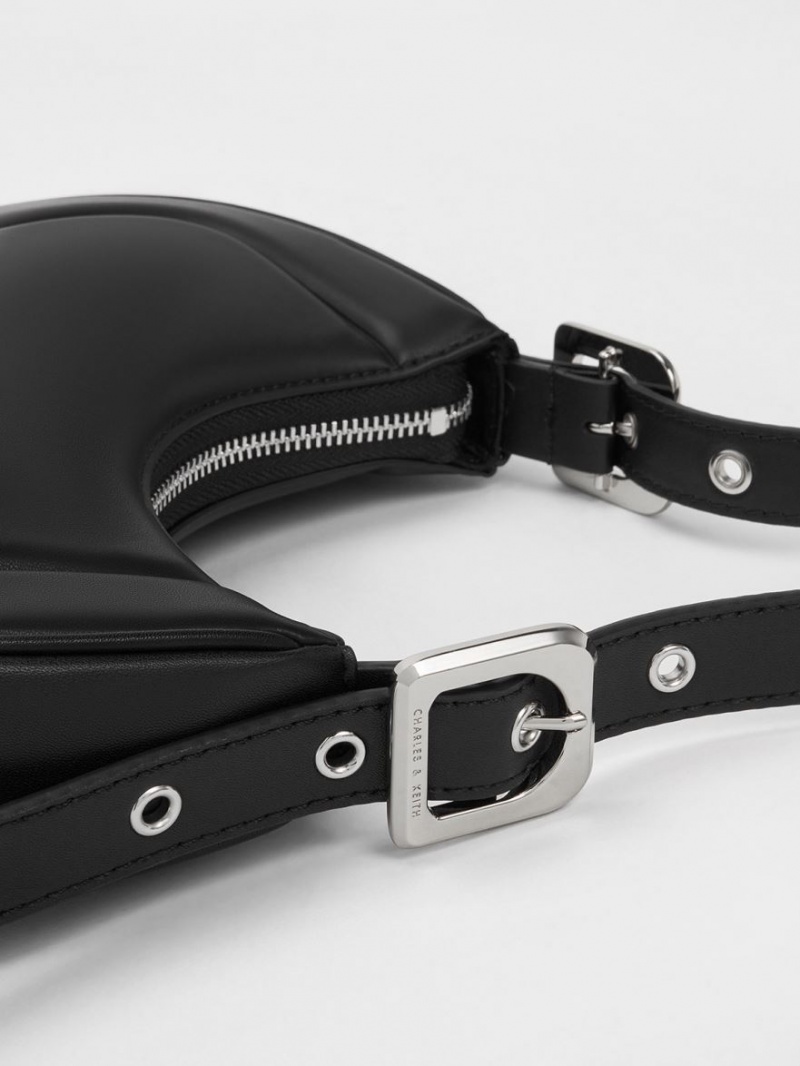 τσάντεσ ώμου Charles And Keith Petra Curved μαυρα | 51962-GWTS