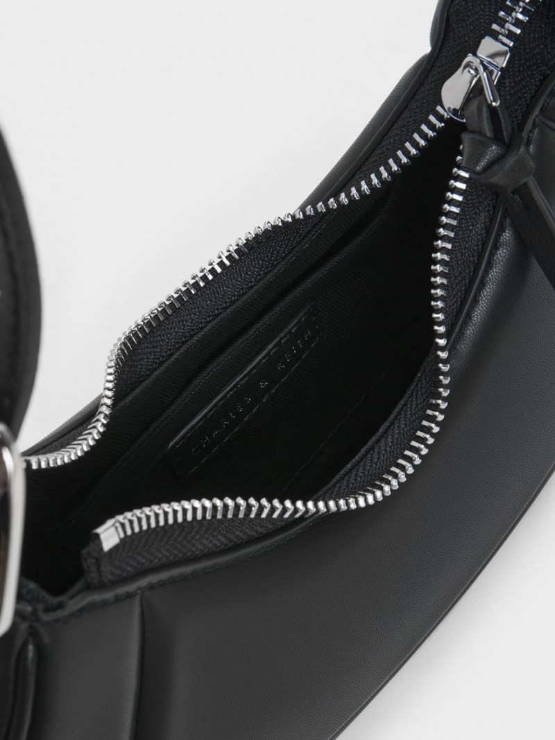 τσάντεσ ώμου Charles And Keith Petra Curved μαυρα | 51962-GWTS
