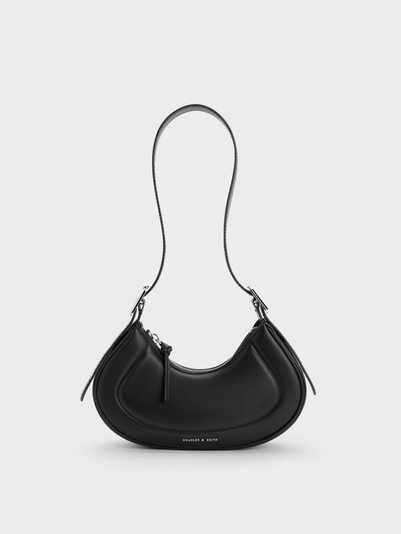 τσάντεσ ώμου Charles And Keith Petra Curved μαυρα | 51962-GWTS