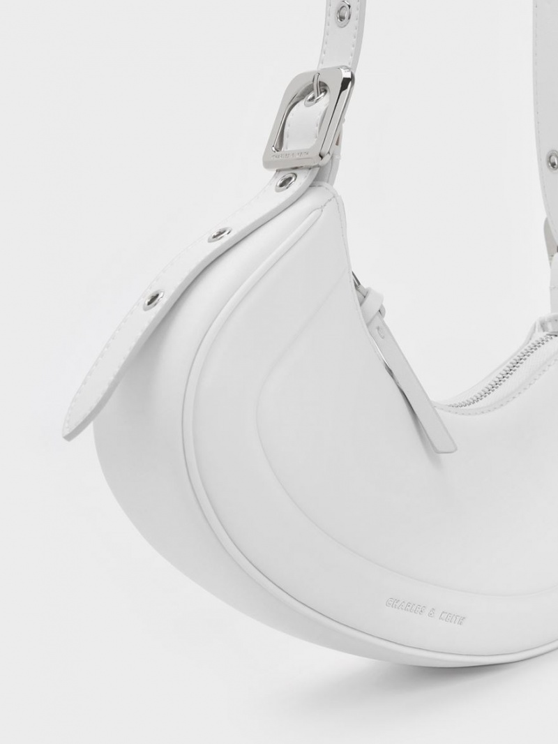 τσάντεσ ώμου Charles And Keith Petra Curved ασπρα | 64951-IFHT