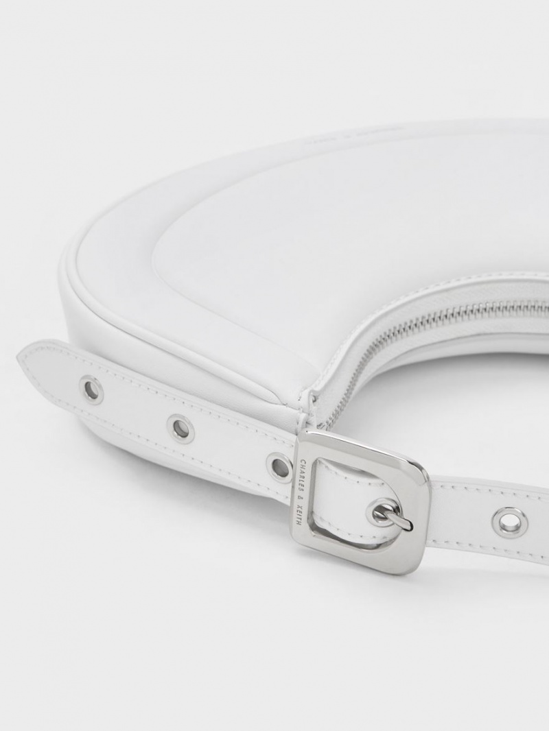 τσάντεσ ώμου Charles And Keith Petra Curved ασπρα | 64951-IFHT