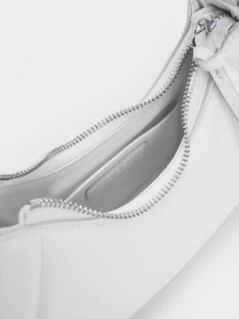 τσάντεσ ώμου Charles And Keith Petra Curved ασπρα | 64951-IFHT