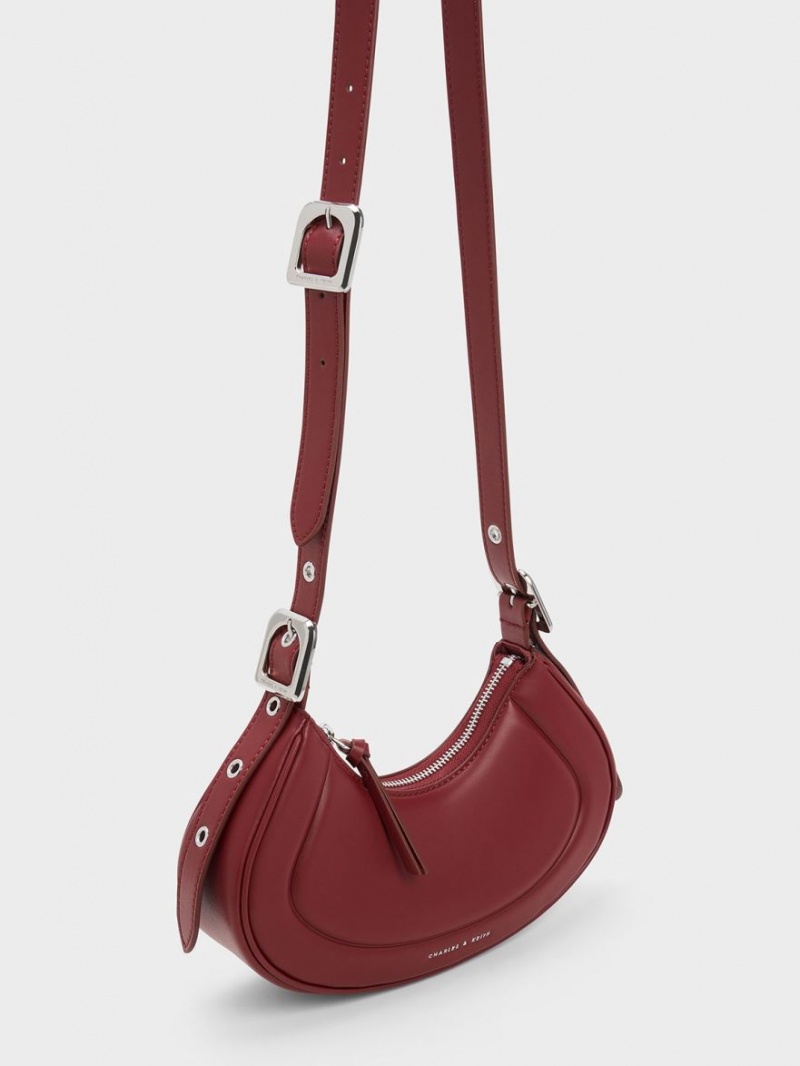 τσάντεσ ώμου Charles And Keith Petra Curved κοκκινα | 70694-WMQY