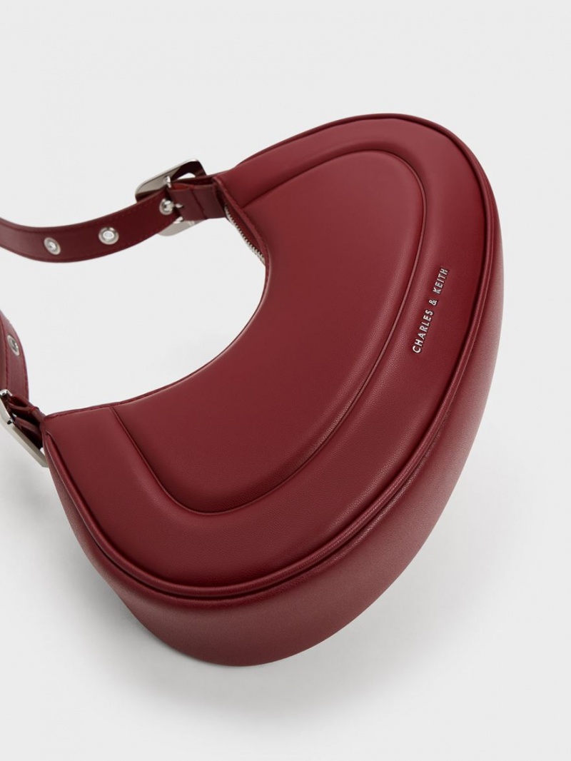 τσάντεσ ώμου Charles And Keith Petra Curved κοκκινα | 70694-WMQY