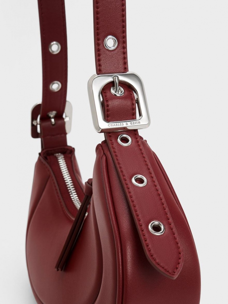 τσάντεσ ώμου Charles And Keith Petra Curved κοκκινα | 70694-WMQY