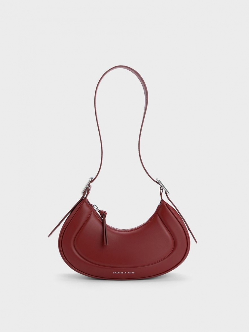 τσάντεσ ώμου Charles And Keith Petra Curved κοκκινα | 70694-WMQY