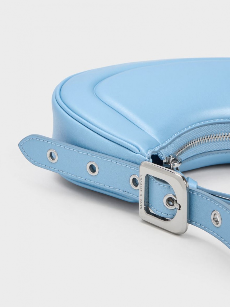τσάντεσ ώμου Charles And Keith Petra Curved μπλε | 80714-KOUY