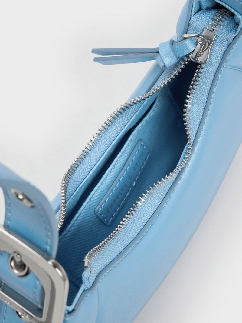 τσάντεσ ώμου Charles And Keith Petra Curved μπλε | 80714-KOUY