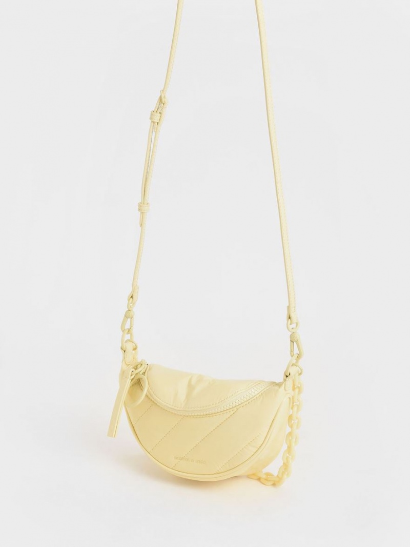 Τσάντες Σέλας Charles And Keith Philomena Glow-In-The-Dark κίτρινα | 83456-YBEP
