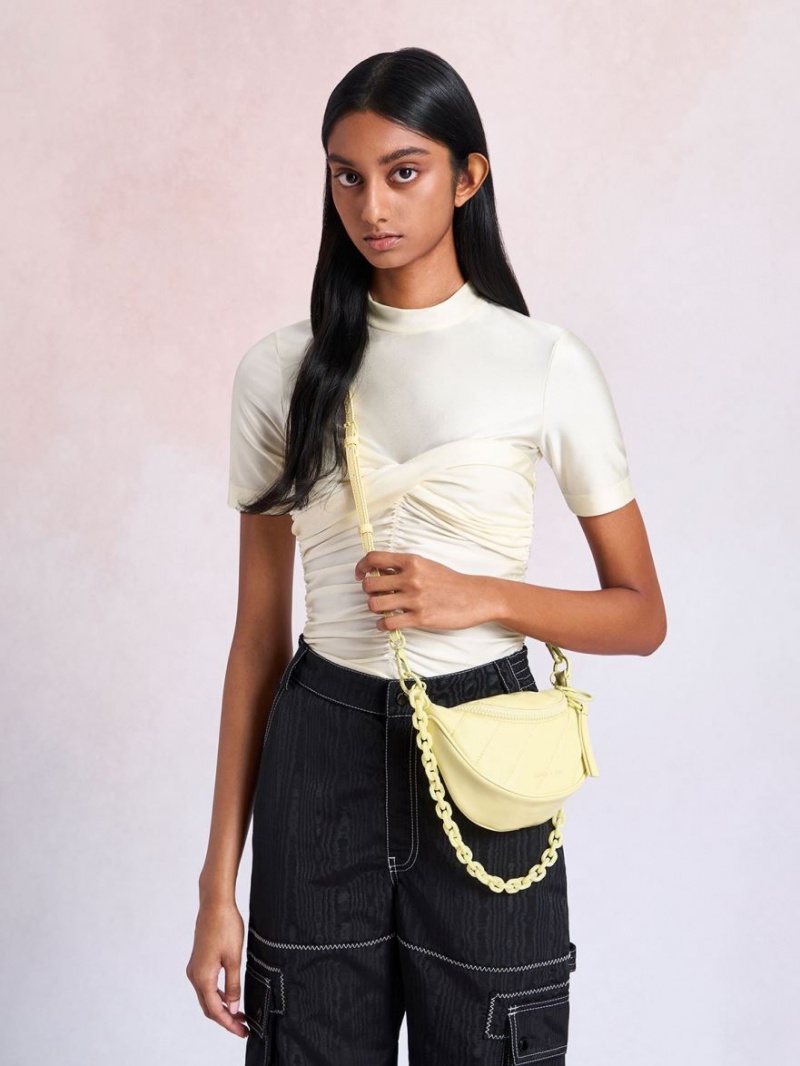 Τσάντες Σέλας Charles And Keith Philomena Glow-In-The-Dark κίτρινα | 83456-YBEP