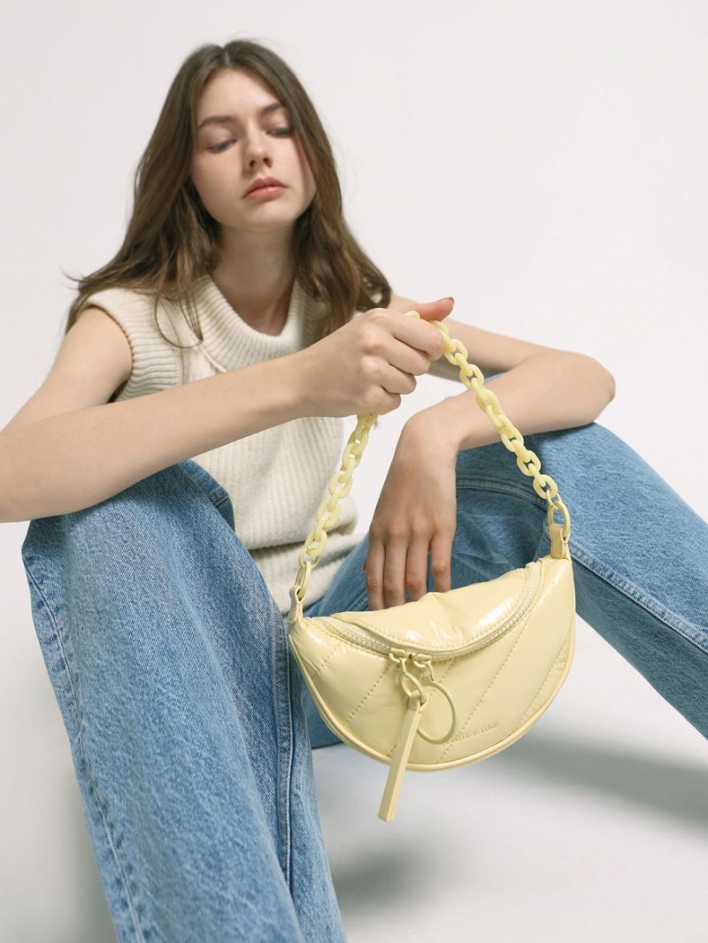 Τσάντες Σέλας Charles And Keith Philomena Glow-In-The-Dark κίτρινα | 83456-YBEP