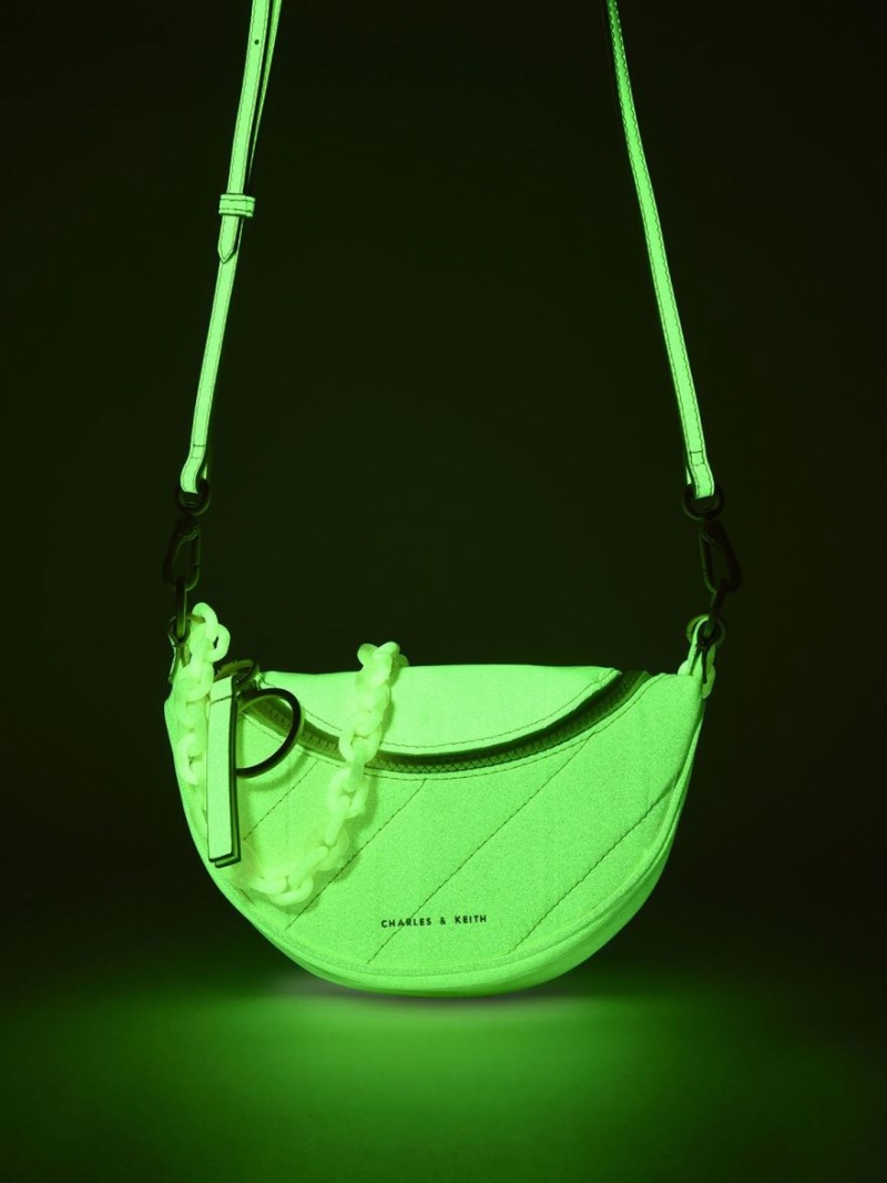 Τσάντες Σέλας Charles And Keith Philomena Glow-In-The-Dark κίτρινα | 83456-YBEP