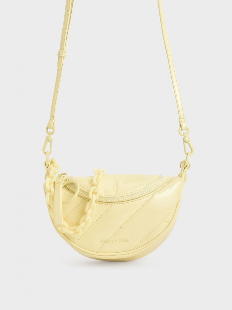 Τσάντες Σέλας Charles And Keith Philomena Glow-In-The-Dark κίτρινα | 83456-YBEP