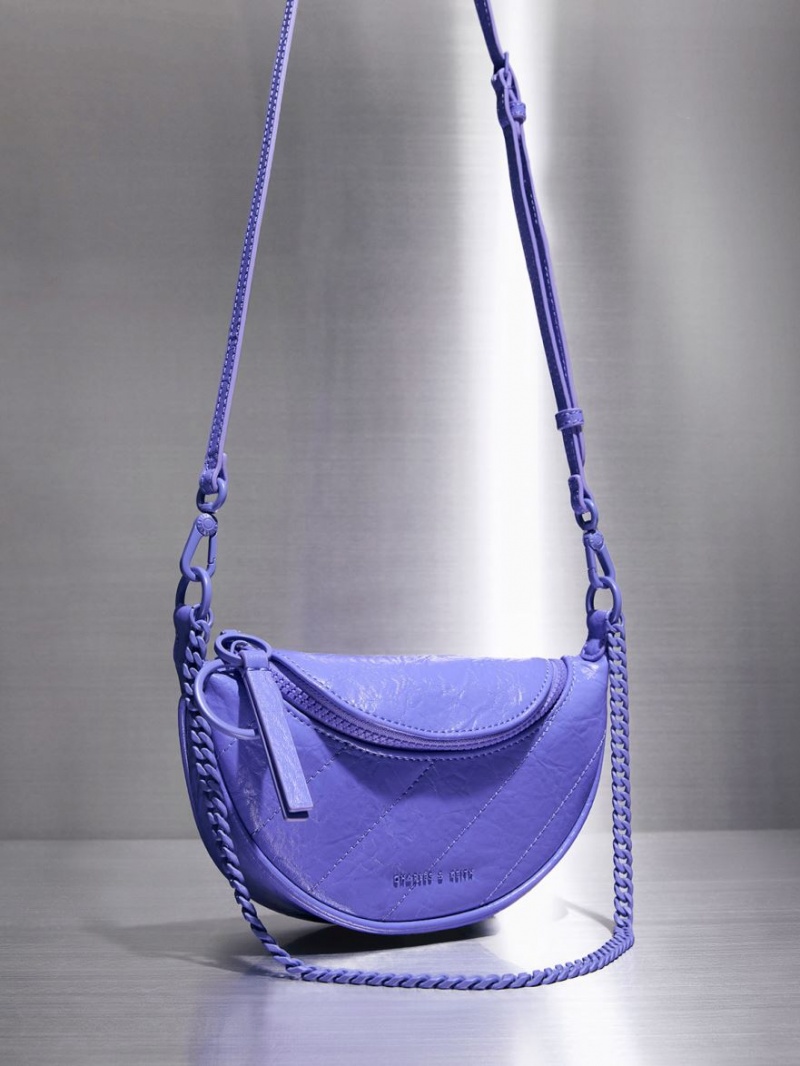 τσάντεσ χιαστί Charles And Keith Philomena Half-Moon μωβ | 39607-NRSX