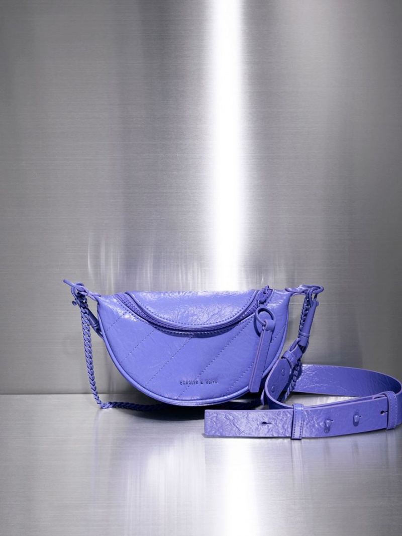 τσάντεσ χιαστί Charles And Keith Philomena Half-Moon μωβ | 39607-NRSX