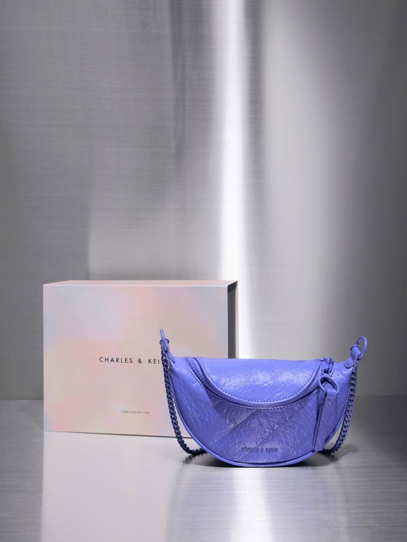 τσάντεσ χιαστί Charles And Keith Philomena Half-Moon μωβ | 39607-NRSX