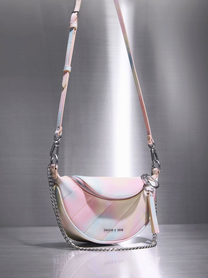 τσάντεσ χιαστί Charles And Keith Philomena Swirl-Print Half-Moon Πολύχρωμο | 87069-XGBO
