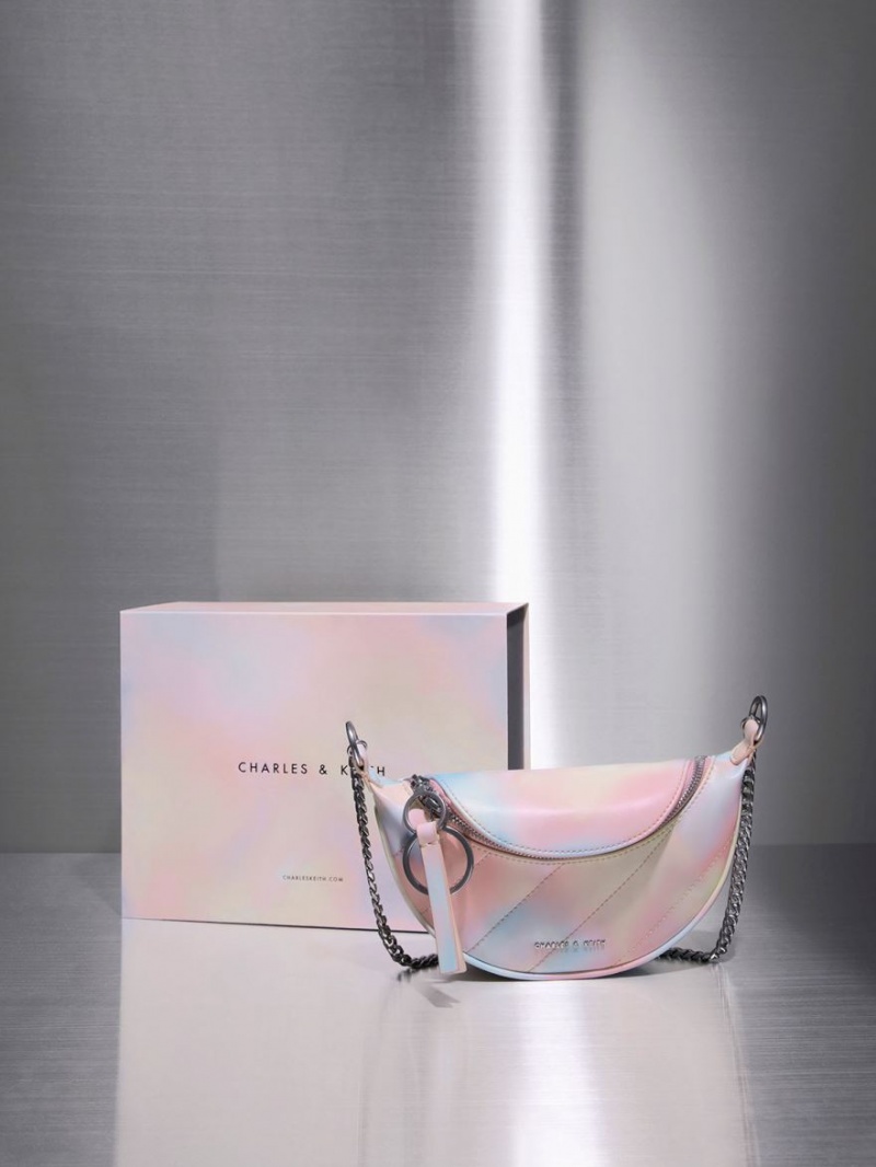 τσάντεσ χιαστί Charles And Keith Philomena Swirl-Print Half-Moon Πολύχρωμο | 87069-XGBO